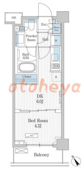 楽器可の賃貸物件 1 DK 14.2万円の図面１