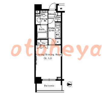 楽器可の賃貸物件 1 K 15.2万円の図面１