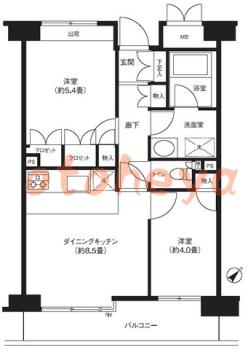 防音室のある楽器可 賃貸物件 2 DK 16.6万円の図面１