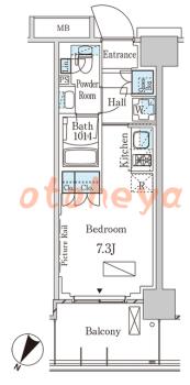 楽器可の賃貸物件 1 R 8.3万円の図面１