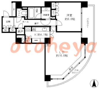 楽器可の賃貸物件 1 LDK 32.5万円の図面１