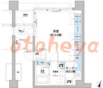 防音室のある楽器可 賃貸物件 1 K 13.4万円の図面１