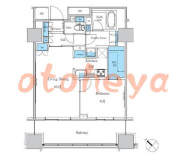 楽器可の賃貸物件 1 LDK 22.6万円の図面１