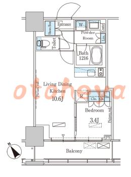 楽器可の賃貸物件 1 LDK 15.8万円の図面１