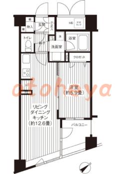防音室のある楽器可 賃貸物件 1 LDK 22.3万円の図面１