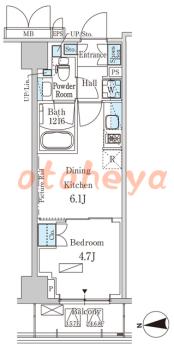 楽器可の賃貸物件 1 DK 12万円の図面１