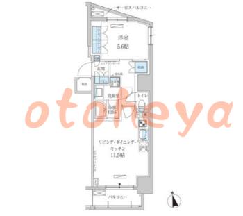 楽器可の賃貸物件 1 LDK 19.9万円の図面１