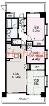 楽器可の賃貸物件 3 LDK 13.5万円の図面１