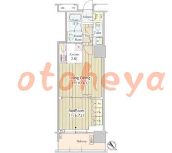 防音室のある楽器可 賃貸物件 1 LDK 19.8万円の図面１