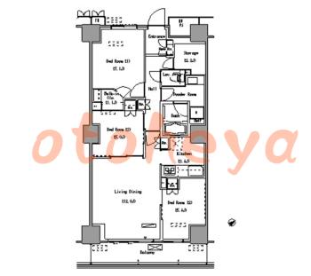 防音室のある楽器可 賃貸物件 3 LDK 36.2万円の図面１