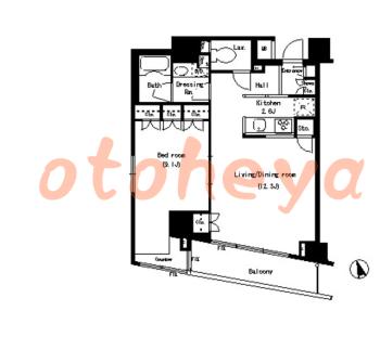 楽器可の賃貸物件 1 LDK 23.5万円の図面１