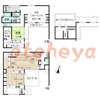 防音室のある楽器可 賃貸物件 2 LDK 38万円の図面１