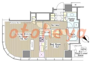 楽器可の賃貸物件 1 LDK 32.6万円の図面１