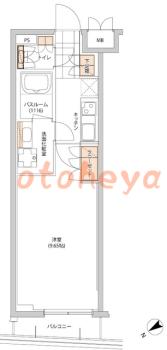 防音室のある楽器可 賃貸物件 1 K 14.2万円の図面１