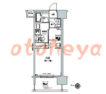 楽器可の賃貸物件 1 K 11.4万円の図面１