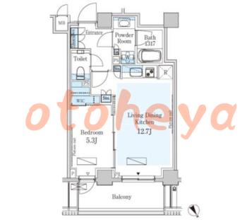 防音室のある楽器可 賃貸物件 1 LDK 34.5万円の図面１
