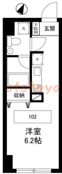 楽器可の賃貸物件 1 R 9.3万円の図面１