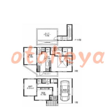 グランドピアノ可の賃貸物件 2 SLDK 23万円の図面１