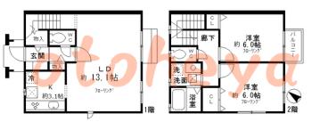 防音室のある楽器可 賃貸物件 2 LDK 15.5万円の図面１