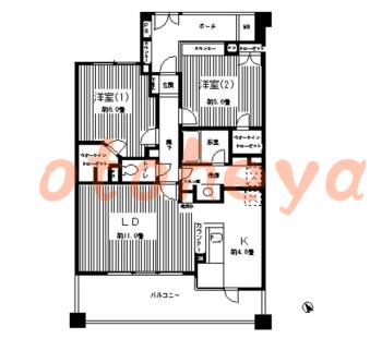 防音室のある楽器可 賃貸物件 2 LDK 13.9万円の図面１