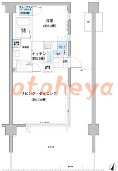 グランドピアノ可の賃貸物件 1 LDK 16.8万円の図面１