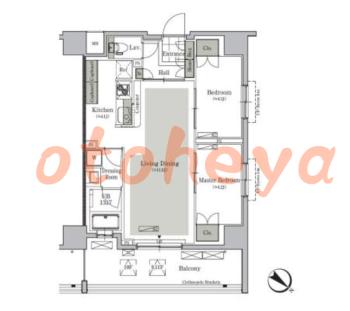 楽器可の賃貸物件 2 LDK 18.6万円の図面１