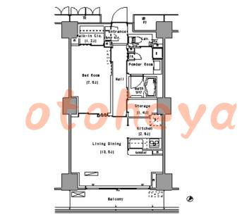 防音室のある楽器可 賃貸物件 1 LDK 26.8万円の図面１