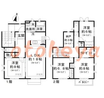 楽器可の賃貸物件 4 SLDK 43万円の図面１