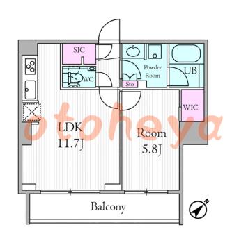 防音室のある楽器可 賃貸物件 1 LDK 29.5万円の図面１