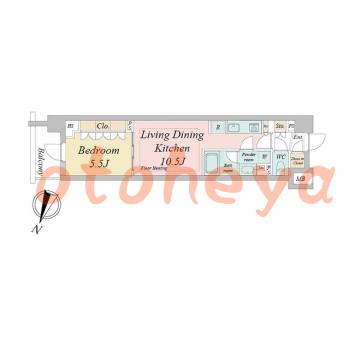 グランドピアノ可の賃貸物件 1 LDK 17.8万円の図面１