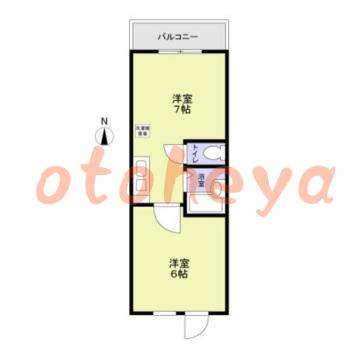 防音室のある楽器可 賃貸物件 1 DK 8.2万円の図面１