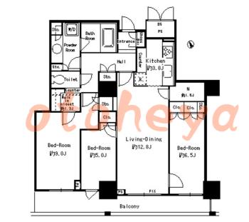 防音室のある楽器可 賃貸物件 3 SLDK 44.5万円の図面１