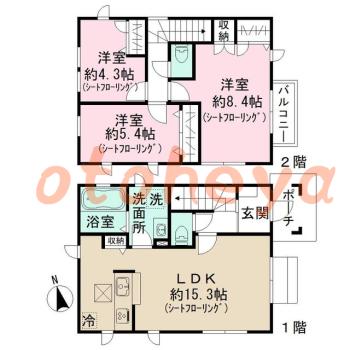 グランドピアノ可の賃貸物件 3 LDK 24.5万円の図面１