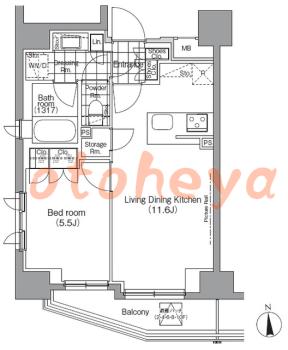 楽器可の賃貸物件 1 LDK 16.5万円の図面１