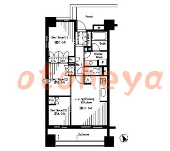 tokyo23物件 3 LDK 26.2万円の図面１