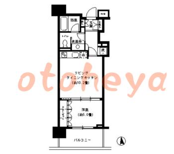 防音室のある楽器可 賃貸物件 1 LDK 19.3万円の図面１