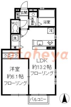 防音室のある楽器可 賃貸物件 1 LDK 10.5万円の図面１