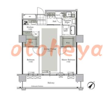 楽器可の賃貸物件 2 LDK 23.5万円の図面１