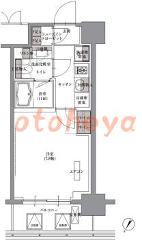 楽器可の賃貸物件 1 K 11.6万円の図面１
