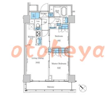 グランドピアノ可の賃貸物件 2 LDK 22万円の図面１