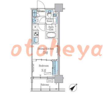 楽器可の賃貸物件 1 DK 13.2万円の図面１