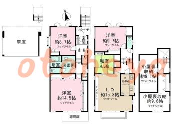 楽器可の賃貸物件 4 LDK 45万円の図面１