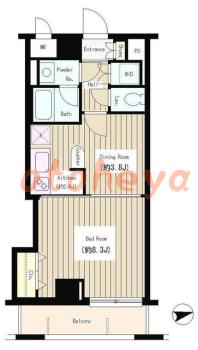 楽器可の賃貸物件 1 DK 11.3万円の図面１