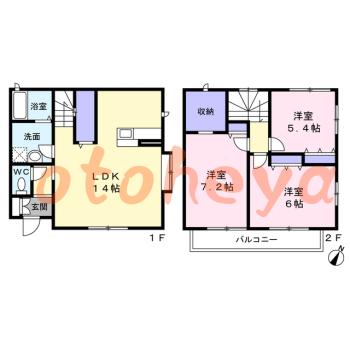 防音室のある楽器可 賃貸物件 3 LDK 14.6万円の図面１