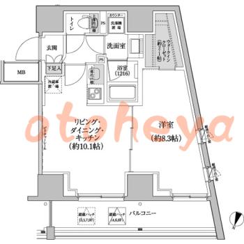 防音室のある楽器可 賃貸物件 1 LDK 20.2万円の図面１