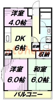 楽器可の賃貸物件 3 DK 8万円の図面１