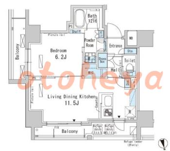 楽器可の賃貸物件 1 LDK 18.8万円の図面１