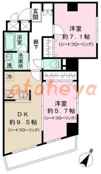 防音室のある楽器可 賃貸物件 2 DK 24.4万円の図面１