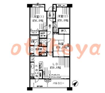 防音室のある楽器可 賃貸物件 3 LDK 17.2万円の図面１