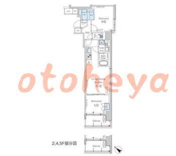 楽器可の賃貸物件 2 LDK 20.4万円の図面１